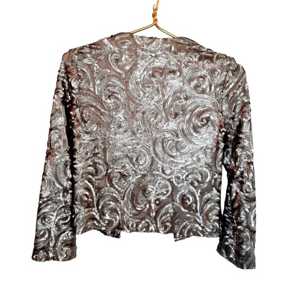 Warehouse Pewter Sequin Jacket Blazer size 4 - Picture 3 of 6